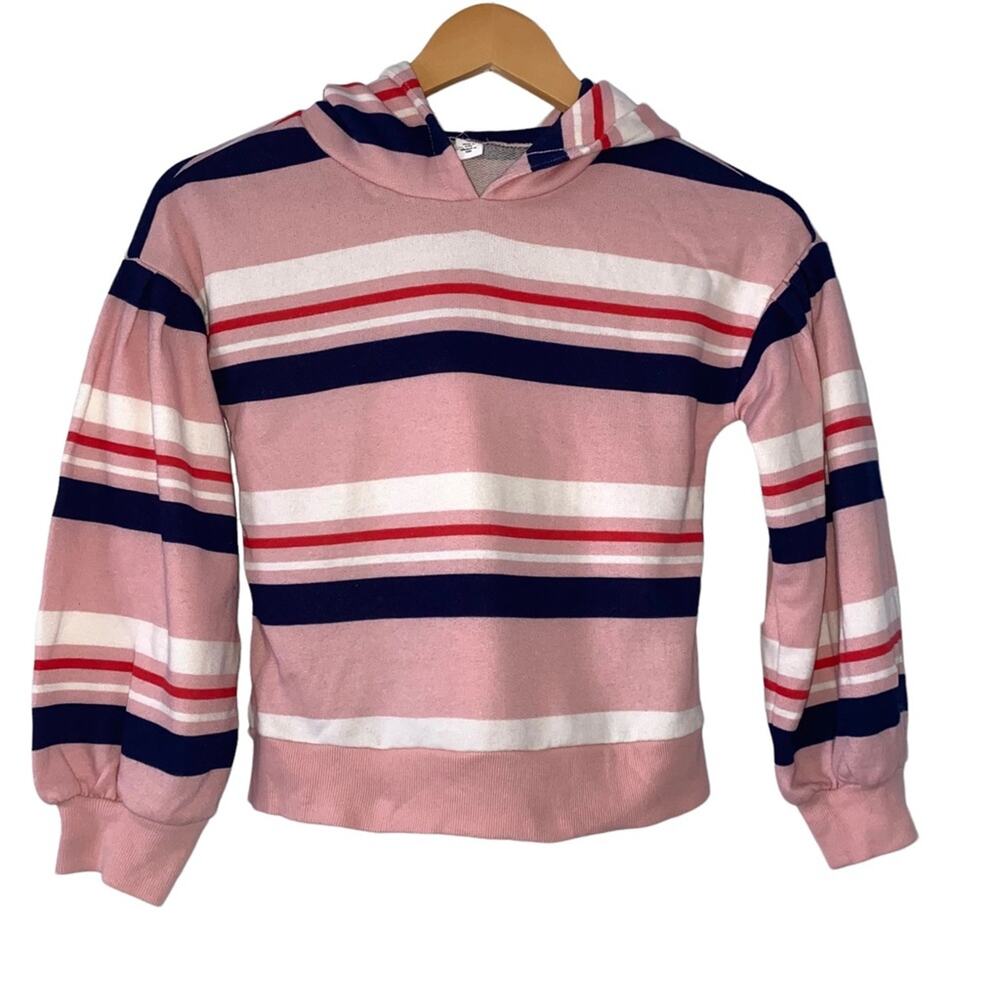 1901 Nordstrom Sweatshirt Girls Small 7/8 Pink Stripe Hoodie NWT *